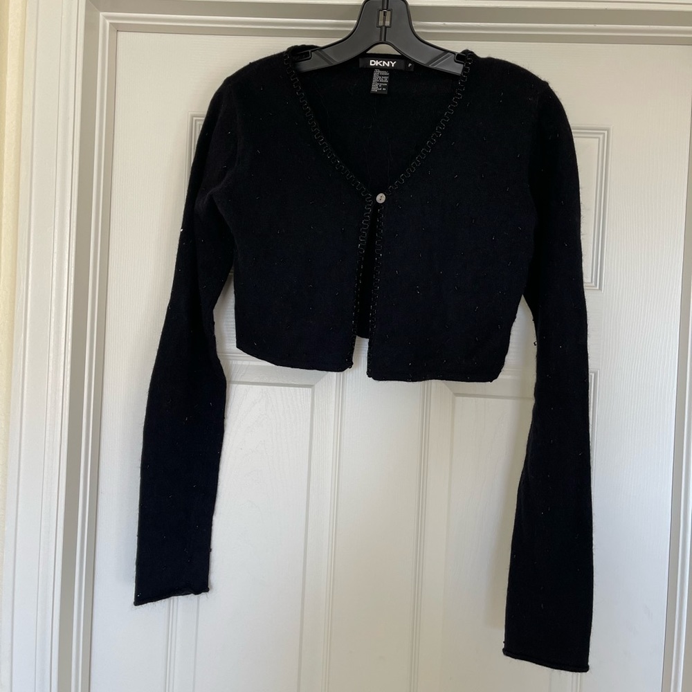 DKNY Wool Cropped Long Sleeve Cardigan GUC